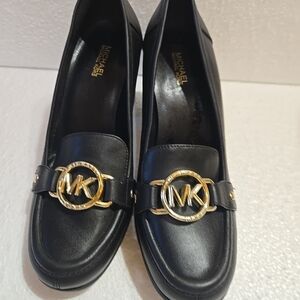 Michael Kors Black Loafers with Gold Accent